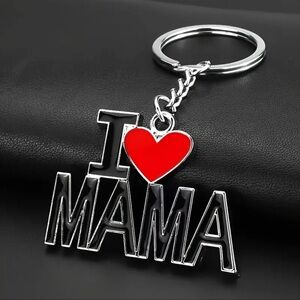 1pc I Love MAMA Keychain - Trendy Alphabet Letter Alloy Pendant with Ring Buckle